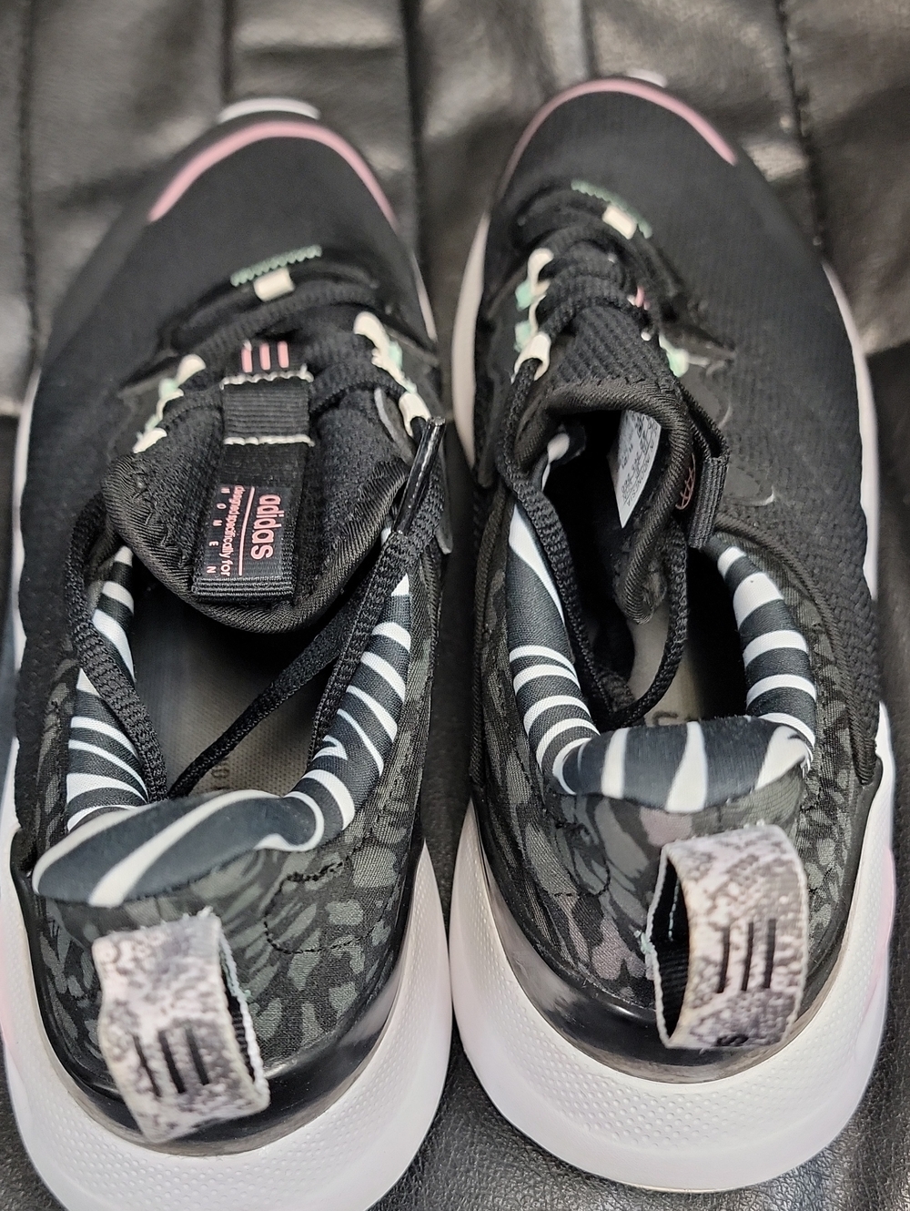 adidas Kids Black Sneakers with Pink Accents